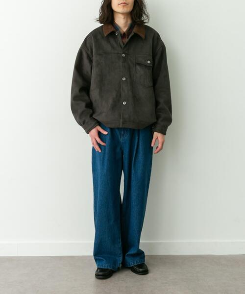 セール】襟切替スウェードタッチシャツジャケット（ブルゾン）｜URBAN