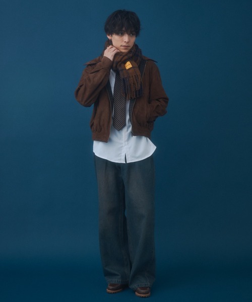 Zooodle(ズードル)の「Checkered Scarf - チェックスカーフマフラー -(マフラー・メンズ・ブラウン/ブルー・FREE)」の15枚目の写真