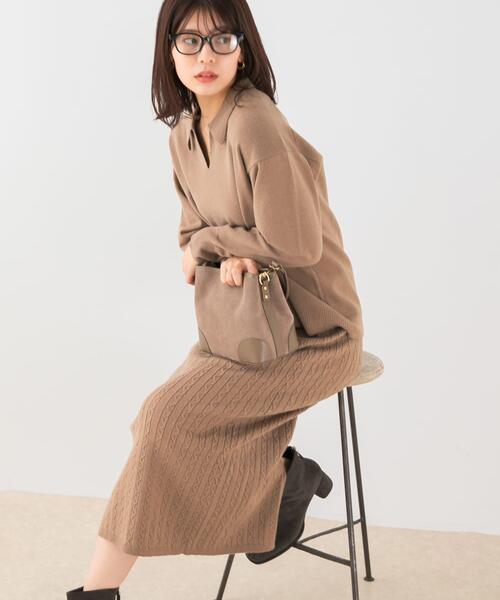 F by ROSSO(エフバイロッソ)の「F by ROSSO ウォッシャブル抗ピルニット+スカート(ニット/セーター・レディース・チャコールグレー/モカ・FREE)」の2枚目の写真