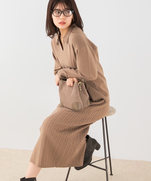 F by ROSSO ウォッシャブル抗ピルニット+スカート（ニット/セーター