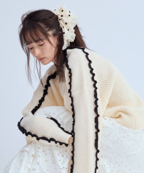 Libra Cue（リブラ キュー）の「ドットスクエアシュシュ（シュシュ・レディース・アイボリー/ブラック・FREE）」の8枚目の写真