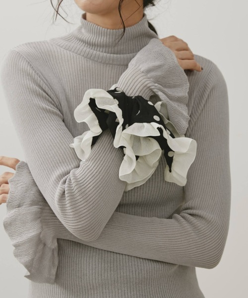 Libra Cue（リブラ キュー）の「ドットスクエアシュシュ（シュシュ・レディース・アイボリー/ブラック・FREE）」の12枚目の写真