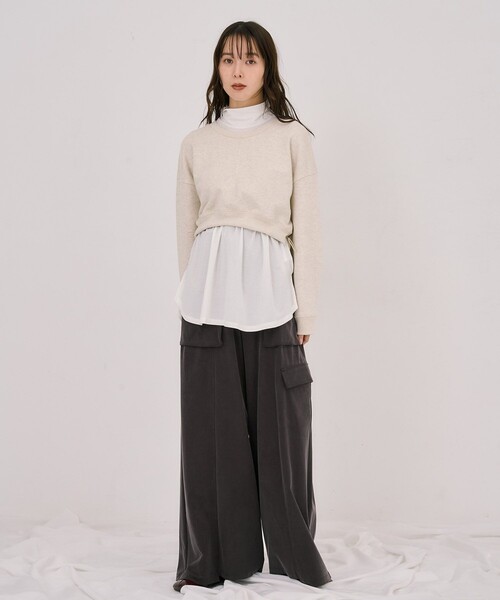 UNITED TOKYO(ユナイテッドトウキョウ)の「レイヤードスウェットプルオーバー(スウェット・レディース・ブラック/アイボリー・FREE)」の3枚目の写真