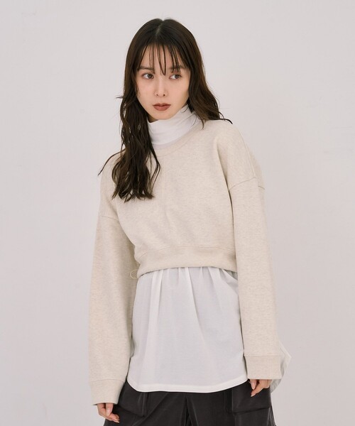 UNITED TOKYO(ユナイテッドトウキョウ)の「レイヤードスウェットプルオーバー(スウェット・レディース・ブラック/アイボリー・FREE)」の4枚目の写真