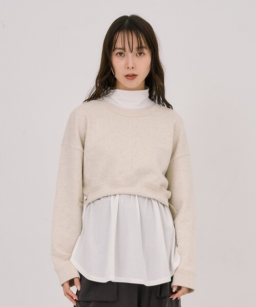 UNITED TOKYO(ユナイテッドトウキョウ)の「レイヤードスウェットプルオーバー(スウェット・レディース・ブラック/アイボリー・FREE)」の5枚目の写真