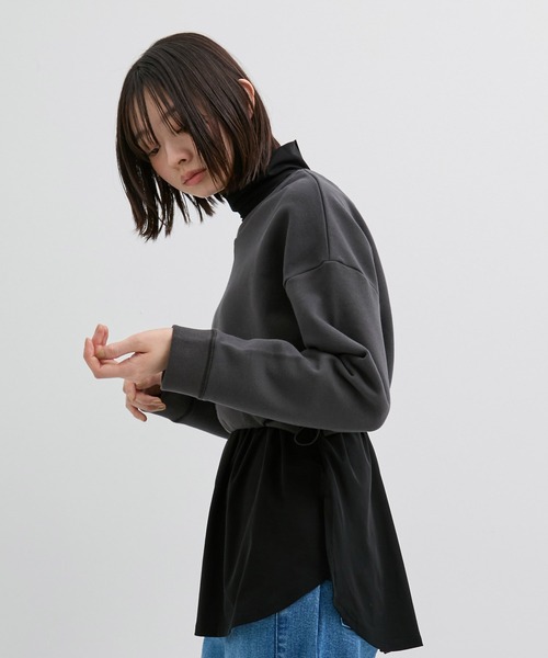UNITED TOKYO(ユナイテッドトウキョウ)の「レイヤードスウェットプルオーバー|ウォッシャブル/ロンT/春服(スウェット・レディース・ブラック/アイボリー・FREE)」の22枚目の写真
