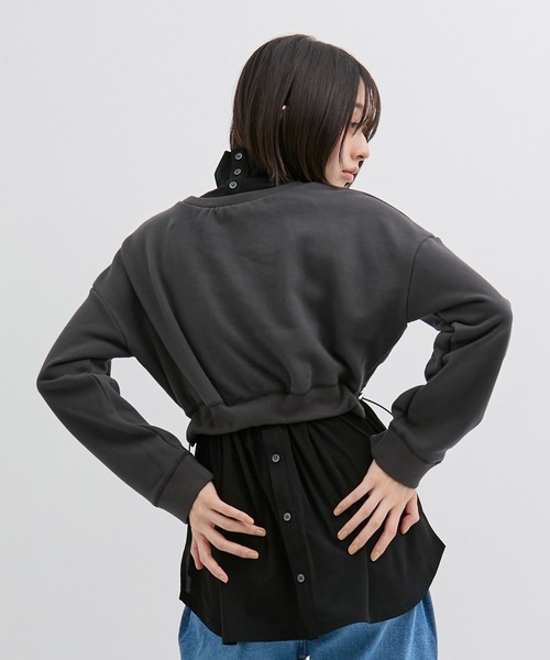 UNITED TOKYO(ユナイテッドトウキョウ)の「レイヤードスウェットプルオーバー|ウォッシャブル/ロンT/春服(スウェット・レディース・ブラック/アイボリー・FREE)」の21枚目の写真
