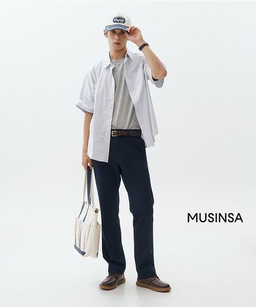 MUSINSA STANDARD（ムシンサスタンダード）の「リラックスドマイクロシアサッカー半袖シャツ[スカイブルー]（シャツ/ブラウス・メンズ・その他・SMALL/MEDIUM/XX-LARGE/LARGE/X-LARGE）」の7枚目の写真