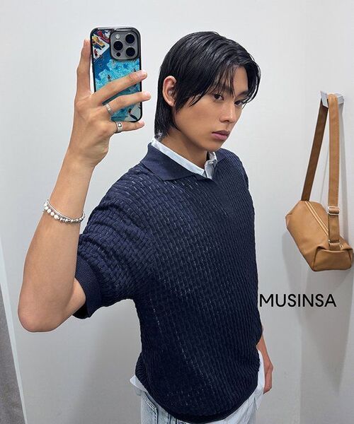 MUSINSA STANDARD（ムシンサスタンダード）の「リラックスドマイクロシアサッカー半袖シャツ[スカイブルー]（シャツ/ブラウス・メンズ・その他・SMALL/MEDIUM/XX-LARGE/LARGE/X-LARGE）」の9枚目の写真