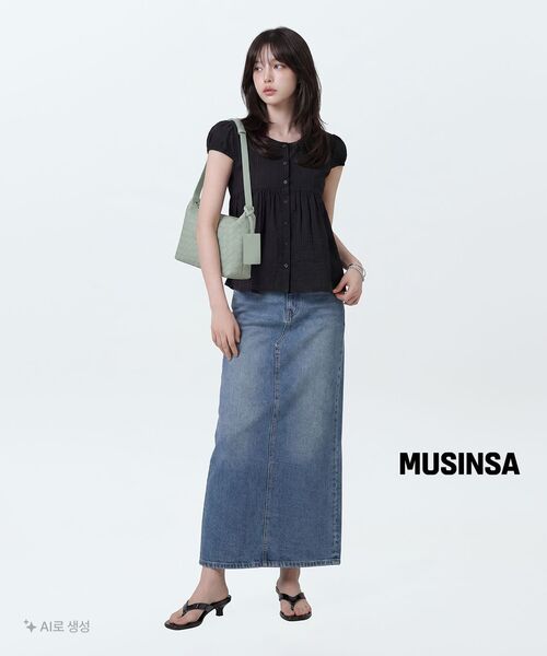 MUSINSA STANDARD WOMAN（ムシンサスタンダードウーマン）の「ウィメンズデニムマキシスカート[ミディアムインディゴ]（スカート・レディース・その他・SMALL/MEDIUM/LARGE/X-SMALL）」の10枚目の写真