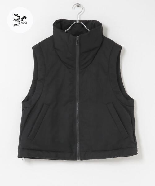 THE GOODLAND MARKET（ザグッドランドマーケット）の「cwtch　HIGHNECK VEST（ダウンベスト・レディース・ブラック/ベージュ・FREE）」の2枚目の写真