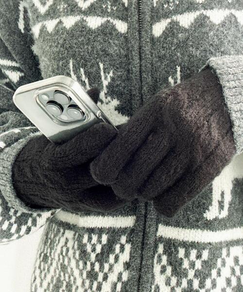 WEGO(ウィゴー)の「WEGO/ケーブル編みニットグローブ(手袋・レディース・サックスブルー/ライトピンク/ブラック/オフホワイト/グレー/レッド・FREE)」の3枚目の写真