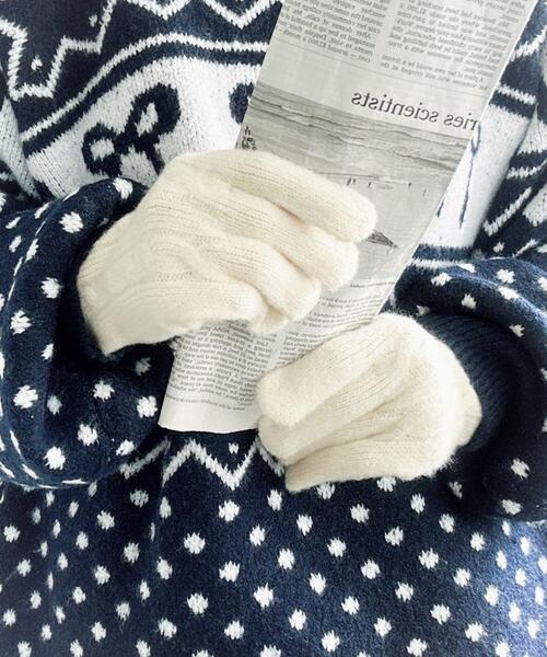 WEGO(ウィゴー)の「WEGO/ケーブル編みニットグローブ(手袋・レディース・サックスブルー/ライトピンク/ブラック/オフホワイト/グレー/レッド・FREE)」の15枚目の写真