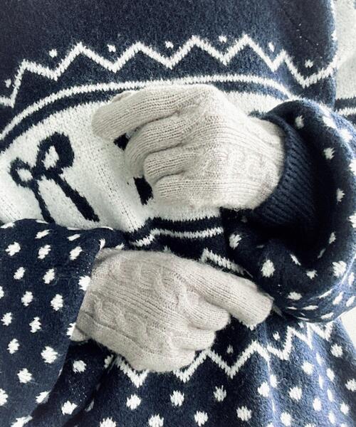 WEGO(ウィゴー)の「WEGO/ケーブル編みニットグローブ(手袋・レディース・サックスブルー/ライトピンク/ブラック/オフホワイト/グレー/レッド・FREE)」の16枚目の写真