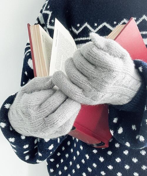 WEGO(ウィゴー)の「WEGO/ケーブル編みニットグローブ(手袋・レディース・サックスブルー/ライトピンク/ブラック/オフホワイト/グレー/レッド・FREE)」の17枚目の写真