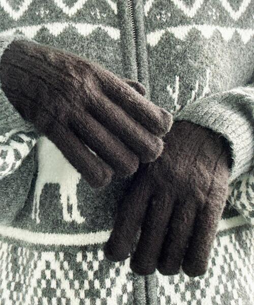 WEGO(ウィゴー)の「WEGO/ケーブル編みニットグローブ(手袋・レディース・サックスブルー/ライトピンク/ブラック/オフホワイト/グレー/レッド・FREE)」の18枚目の写真