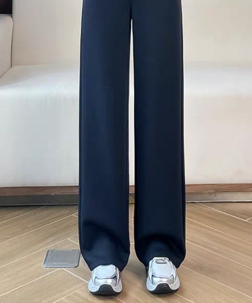 HANDO(ハンド)の「配色ウエスト美脚ワイドリラックスパンツ(スウェットパンツ・レディース・ネイビー/ブラック・S/M/L/XL/XXL)」の20枚目の写真