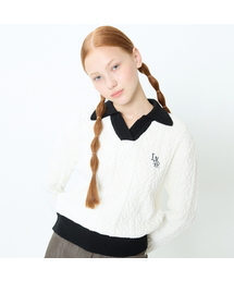 CH LOGO COLLAR KNIT(WHITE)