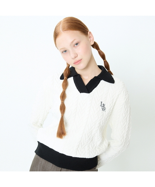 LUVISTRUE(ラヴイズトゥルー)の「CH LOGO COLLAR KNIT(WHITE)(ニット/セーター・レディース・その他・FREE)」の1枚目の写真