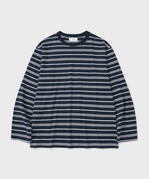 FINE STRIPE LS T-SHIRT (NAVY)