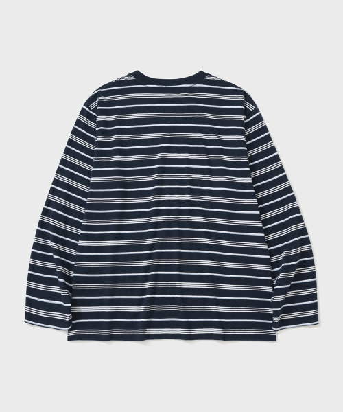 SHIRTER(シャーター)の「FINE STRIPE LS T-SHIRT (NAVY)(Tシャツ/カットソー・メンズ・その他・SMALL/MEDIUM/LARGE)」の2枚目の写真