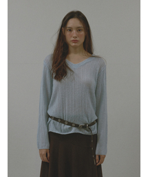 ASURA（アスラ）の「V-NECK GOLGI KNIT (SKY BLUE)（ニット/セーター）」