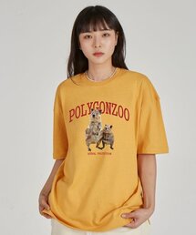 ポリゴン クオカ ラウンドネック 15番手 綿 半袖Tシャツ_チェダー