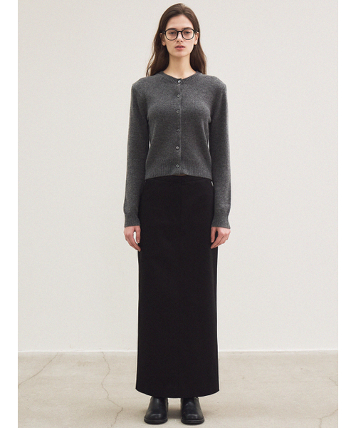 essential round neck cardigan (charcoal)