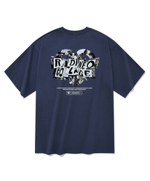 コラージュ半袖Tシャツネイビー