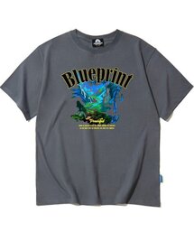 ブループリントグラフィックTシャツ - グレー