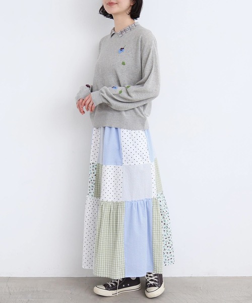 l'atelier du savon（アトリエドサボン）の「little garden パッチワークスカート（スカート・レディース・サックスブルー/ブラック・FREE）」の10枚目の写真