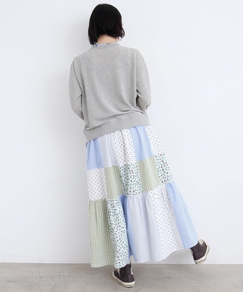 l'atelier du savon（アトリエドサボン）の「little garden パッチワークスカート（スカート・レディース・サックスブルー/ブラック・FREE）」の11枚目の写真