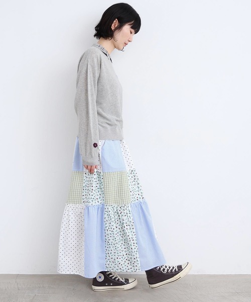 l'atelier du savon（アトリエドサボン）の「little garden パッチワークスカート（スカート・レディース・サックスブルー/ブラック・FREE）」の12枚目の写真