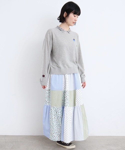 l'atelier du savon（アトリエドサボン）の「little garden パッチワークスカート（スカート・レディース・サックスブルー/ブラック・FREE）」の13枚目の写真
