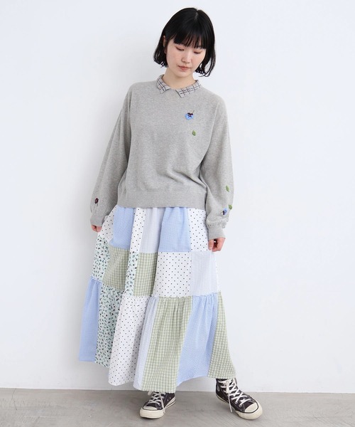 l'atelier du savon（アトリエドサボン）の「little garden パッチワークスカート（スカート・レディース・サックスブルー/ブラック・FREE）」の14枚目の写真