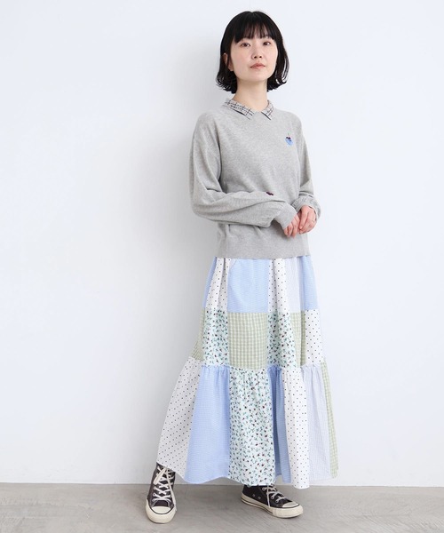 l'atelier du savon（アトリエドサボン）の「little garden パッチワークスカート（スカート・レディース・サックスブルー/ブラック・FREE）」の15枚目の写真