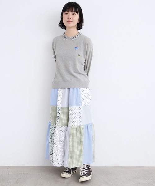 l'atelier du savon（アトリエドサボン）の「little garden パッチワークスカート（スカート・レディース・サックスブルー/ブラック・FREE）」の16枚目の写真