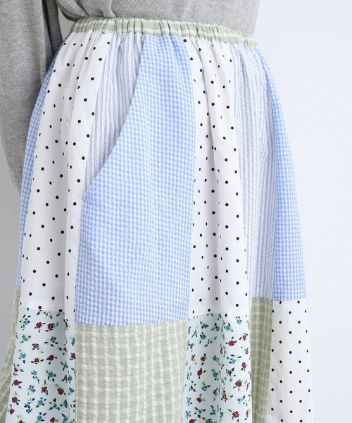 l'atelier du savon（アトリエドサボン）の「little garden パッチワークスカート（スカート・レディース・サックスブルー/ブラック・FREE）」の8枚目の写真