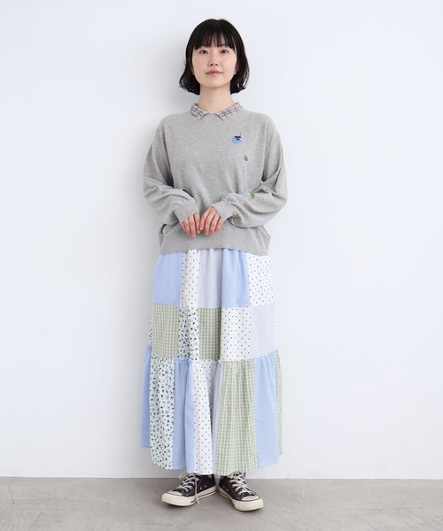l'atelier du savon（アトリエドサボン）の「little garden パッチワークスカート（スカート・レディース・サックスブルー/ブラック・FREE）」の17枚目の写真