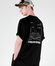 ビッググリッドアートワークオーバーサイズTシャツブラック