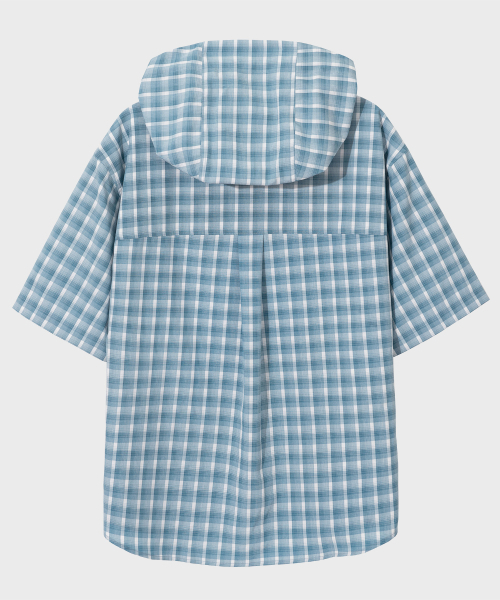 SECONDMONO（セカンドモノローグ）の「フードチェックハーフシャツ[BLUE]_SESH999BLUE（シャツ/ブラウス・レディース・その他・SMALL/MEDIUM/LARGE）」の2枚目の写真