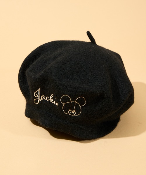 salle de bal（サルデバル）の「【 くまのがっこう 】刺繍入りベレー帽　WNI（ハンチング/ベレー帽・レディース・ブラック/バーガンディー・FREE）」の2枚目の写真