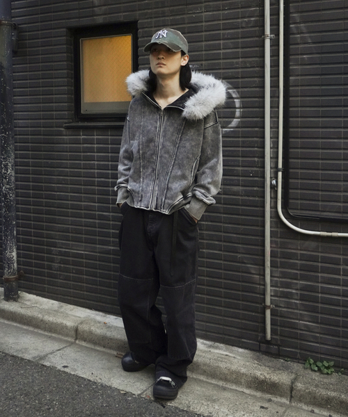 JOINT WORKS（ジョイントワークス）の「ウォッシュ加工 ファー ジップパーカー / Washed Faux Fur Zip Hoodie（ブルゾン・レディース・ブラック/ライトグレー・FREE）」の11枚目の写真