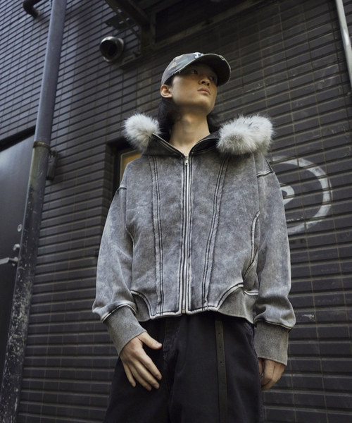 JOINT WORKS（ジョイントワークス）の「ウォッシュ加工 ファー ジップパーカー / Washed Faux Fur Zip Hoodie（ブルゾン・レディース・ブラック/ライトグレー・FREE）」の17枚目の写真