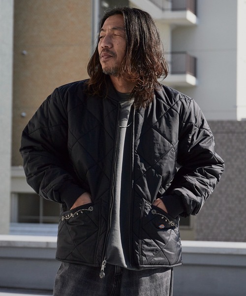 HTC/エイチティーシー DICKIES DIAMOND QUILT JACKET 花柄スタッズ