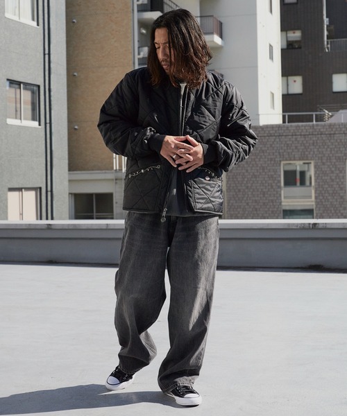 HTC(エイチティーシー)の「HTC/エイチティーシー DICKIES DIAMOND QUILT JACKET 花柄スタッズ ダイヤモンドキルト ジャケット(ブルゾン・メンズ・ブラック・M/L)」の15枚目の写真