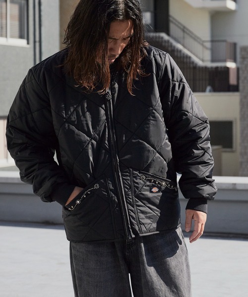 HTC/エイチティーシー DICKIES DIAMOND QUILT JACKET 花柄スタッズ