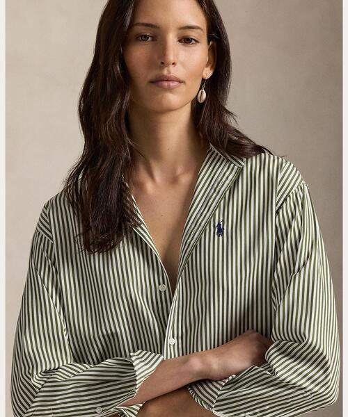 POLO RALPH LAUREN(ポロ ラルフ ローレン)の「ストライプド コットン シャツ(シャツ/ブラウス・レディース・グリーン系1・M/S/XS/XXS)」の5枚目の写真