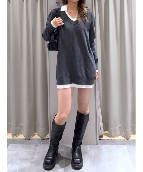 SLY(スライ)の「【2026SS新作】LAYERED V/N HG OP レイヤード Vネック ハイゲージ ワンピース 冬服 春服(ワンピース・レディース・ブラック/ベージュ/杢グレー・FREE)」の10枚目の写真
