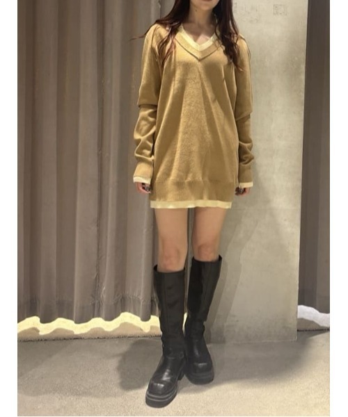 SLY(スライ)の「【2026SS新作】LAYERED V/N HG OP レイヤード Vネック ハイゲージ ワンピース 冬服 春服(ワンピース・レディース・ブラック/ベージュ/杢グレー・FREE)」の13枚目の写真